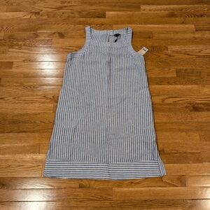 For Cynthia Side Button Blue Stripped Coastal Nautical Beach Dress NWT XL